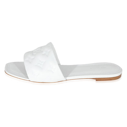 Louis Vuitton Louis Vuitton White Monogram Embossed Lambskin Revival Flat Mule