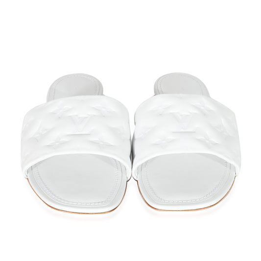 Louis Vuitton Louis Vuitton White Monogram Embossed Lambskin Revival Flat Mule