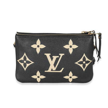 Louis Vuitton Louis Vuitton Black & Beige Monogram Empreinte Double Zip Pochette