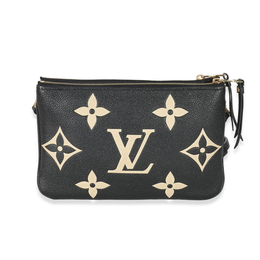Louis Vuitton Louis Vuitton Black & Beige Monogram Empreinte Double Zip Pochette