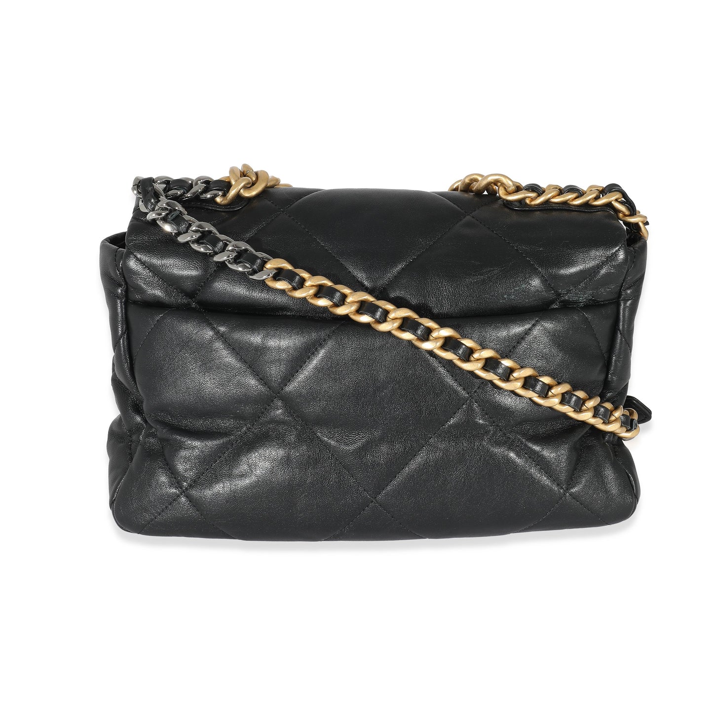 Chanel Black Shiny Lambskin Chanel 19 Flap Bag