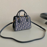 SMALL BOSTON 22 BLUE OBLIQUE EMBROIDERY Amelia