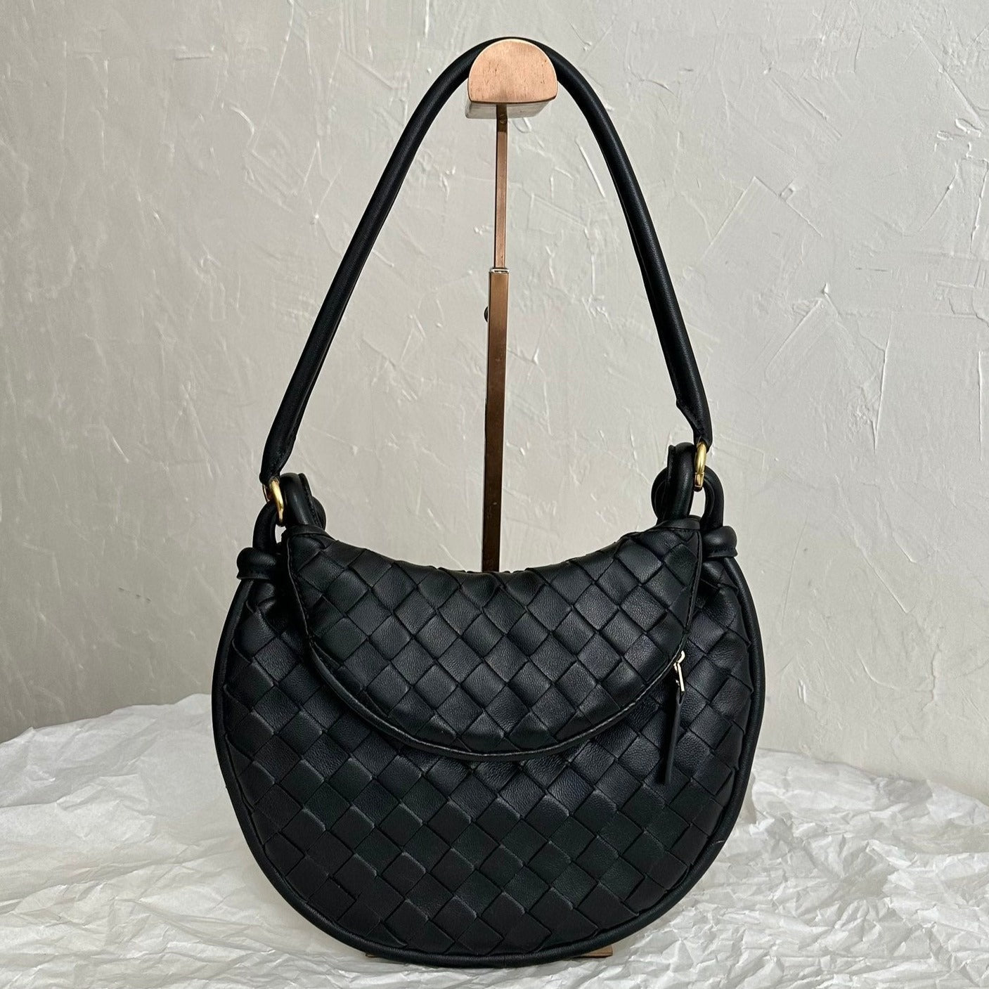 Amelia MEDIUM GEMELLI 36CM BLACK LAMBSKIN LEATHER Amelia