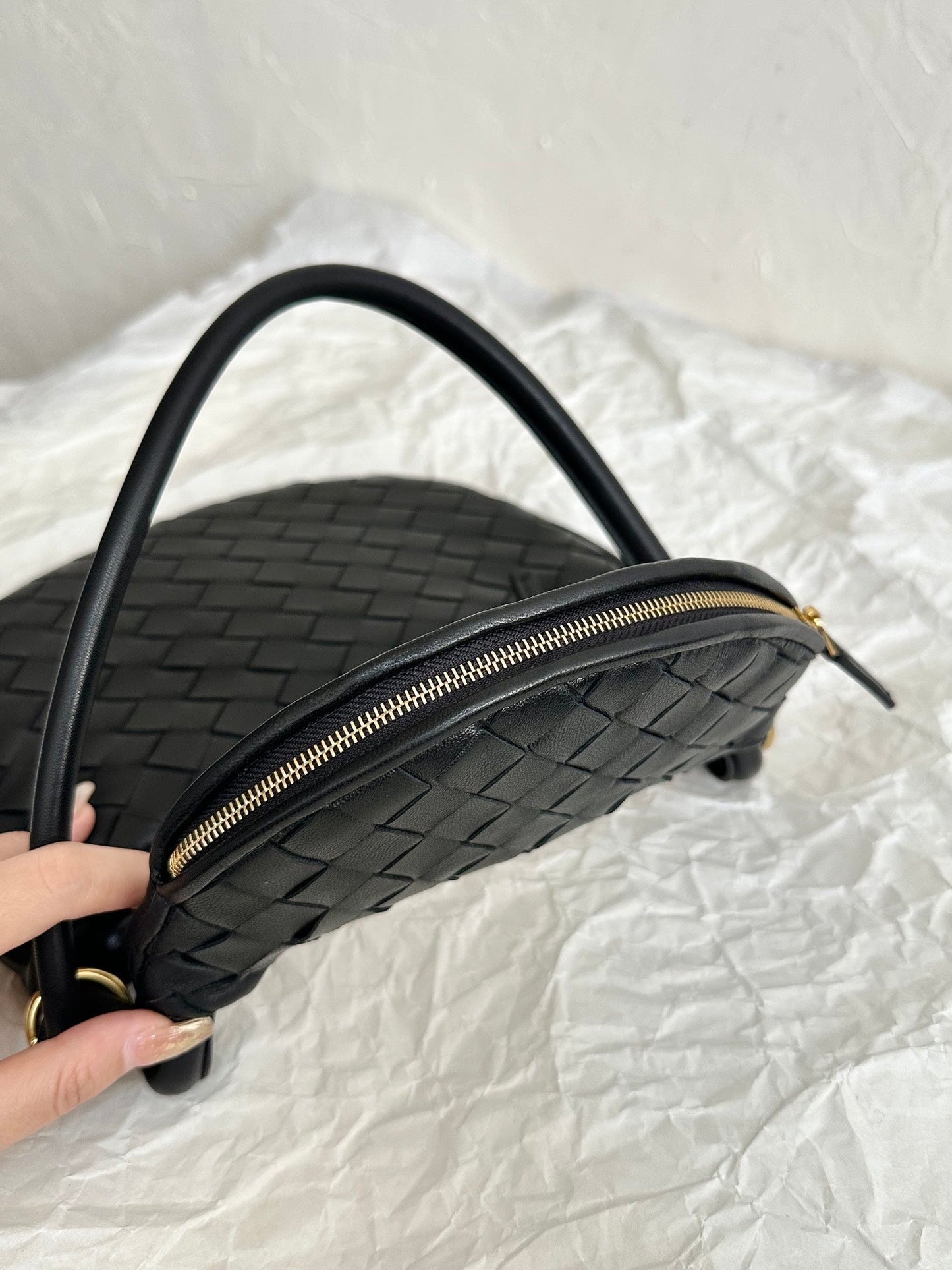 Amelia MEDIUM GEMELLI 36CM BLACK LAMBSKIN LEATHER Amelia Amelia