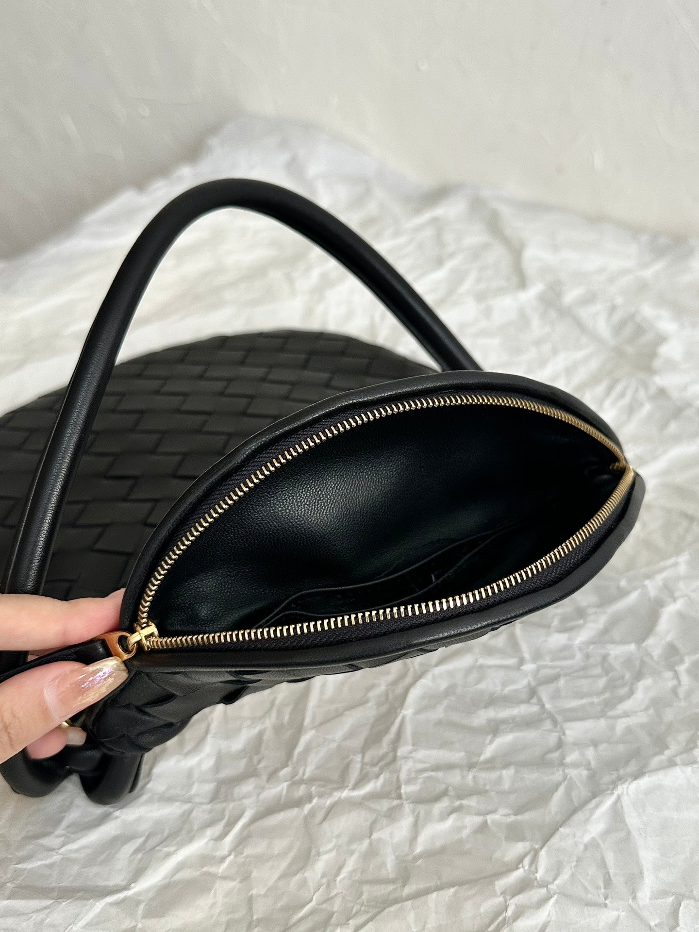 Amelia MEDIUM GEMELLI 36CM BLACK LAMBSKIN LEATHER Amelia