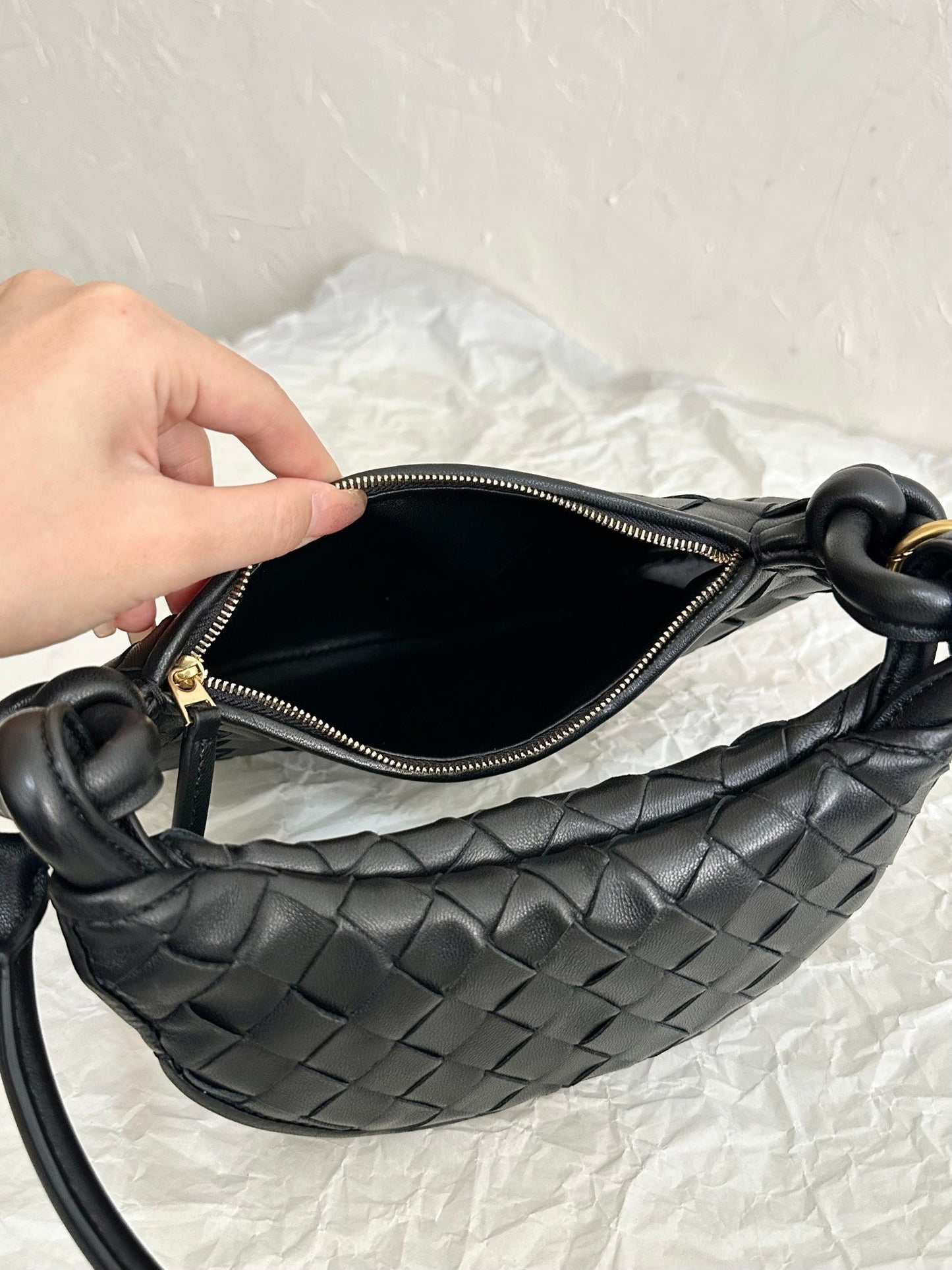 Amelia MEDIUM GEMELLI 36CM BLACK LAMBSKIN LEATHER