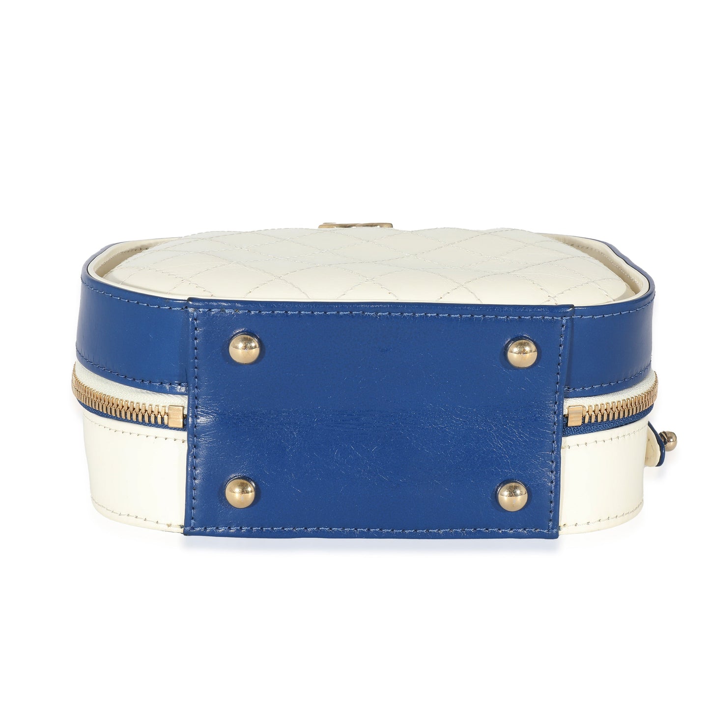 Chanel Navy White Crumpled Calfskin Vanity Case