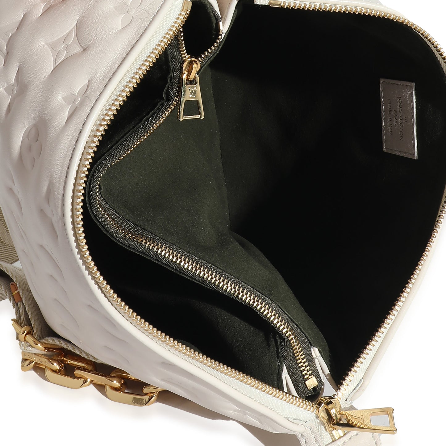 Louis Vuitton Louis Vuitton Cream Puffy Lambskin Monogram Coussin PM