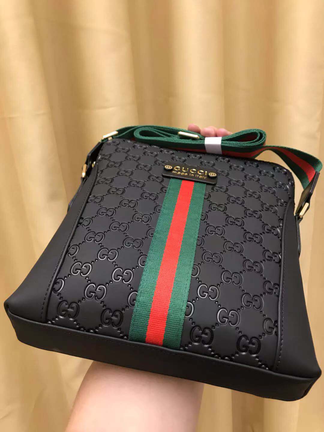 GG CROSSBODY BLACK RED LEATHER Amelia