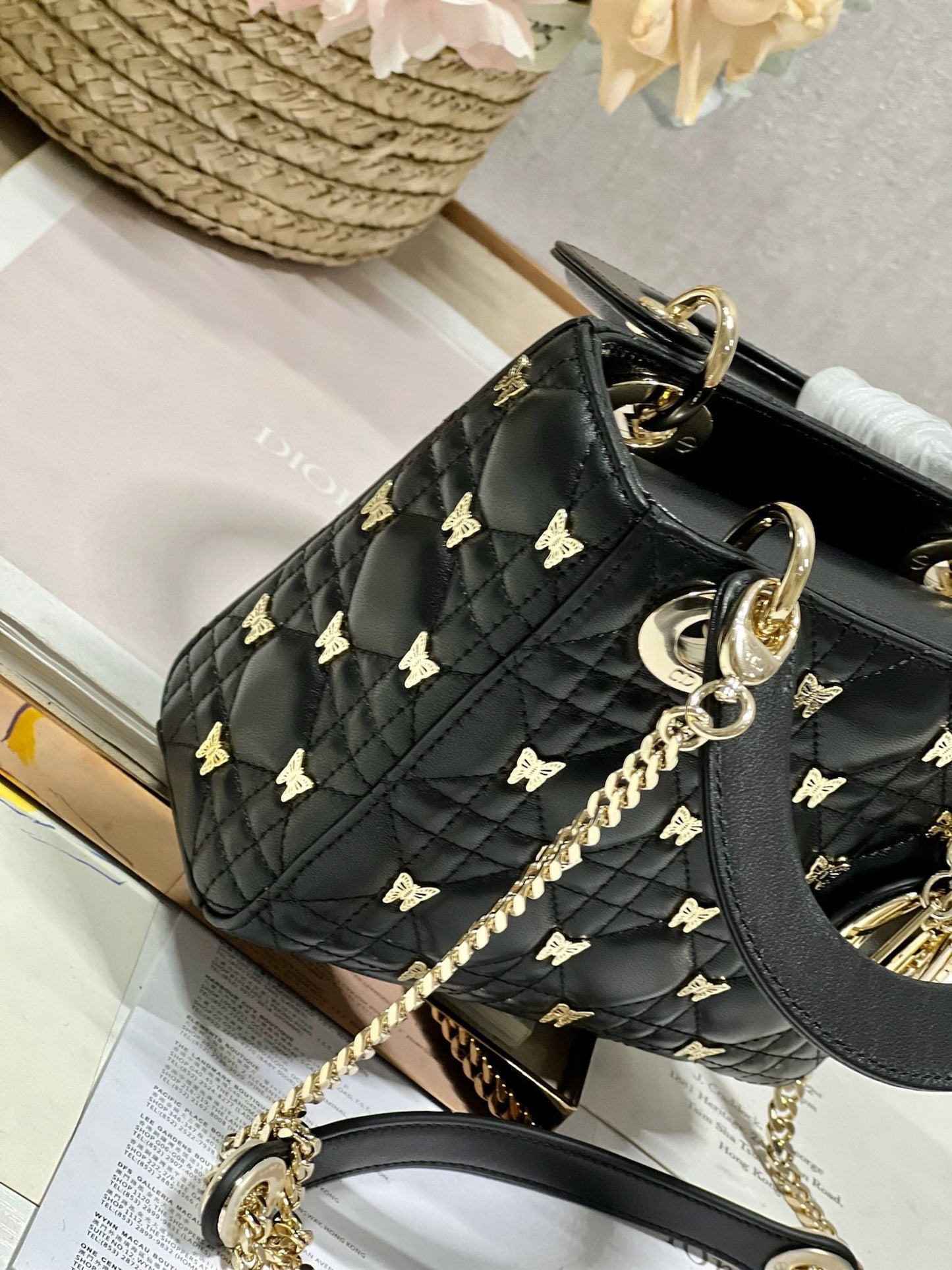 MINI LADY 17 BUTTERFLY STUD BLACK LAMBSKIN Amelia