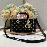 MEDIUM LADY D-JOY 26 BUTTERFLY STUD BLACK LAMBSKIN Amelia