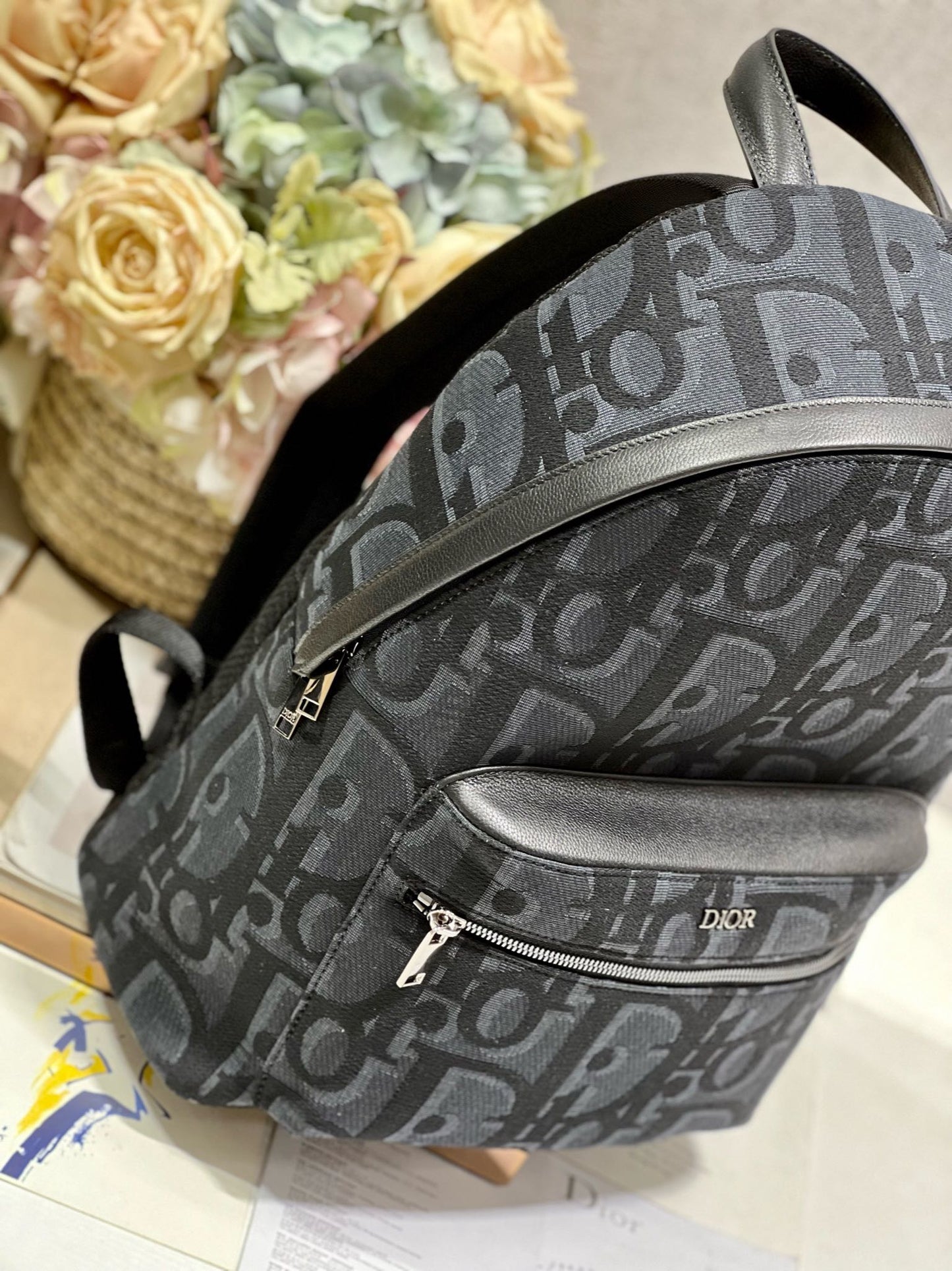RIDER BACKPACK BLACK OBLIQUE JACQUARD Amelia
