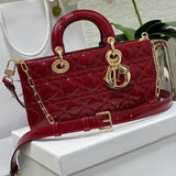 MEDIUM LADY D-JOY 26 RED PATENT CALFSKIN Amelia