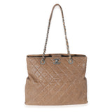 Chanel Brown Quilted Crumpled Calfskin CC Tote