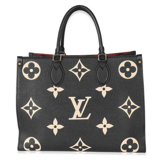 Louis Vuitton Black Beige Monogram Giant Empreinte Onthego MM