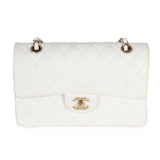 Chanel White Quilted Caviar Small Classic Double Flap Handbag