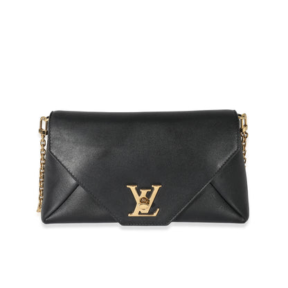 Louis Vuitton Louis Vuitton Black Calfskin Love Note Chain Clutch 