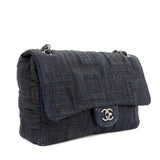 Chanel Denim Perfume Bottle Embroidered Jumbo Classic with Ruthenium Special Edition