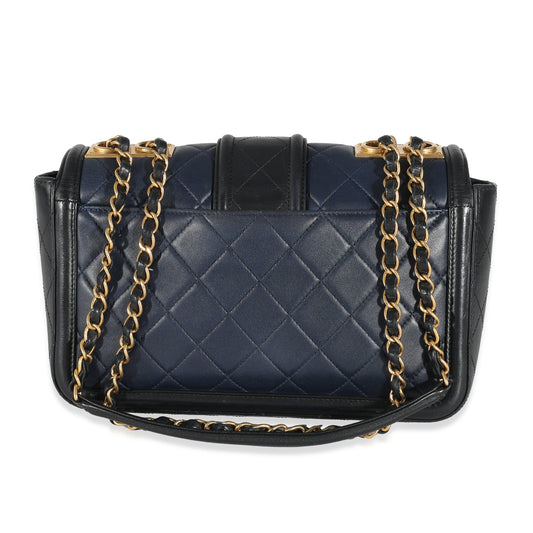 Chanel Navy Black Quilted Lambskin Medium Elegant CC Flap Bag