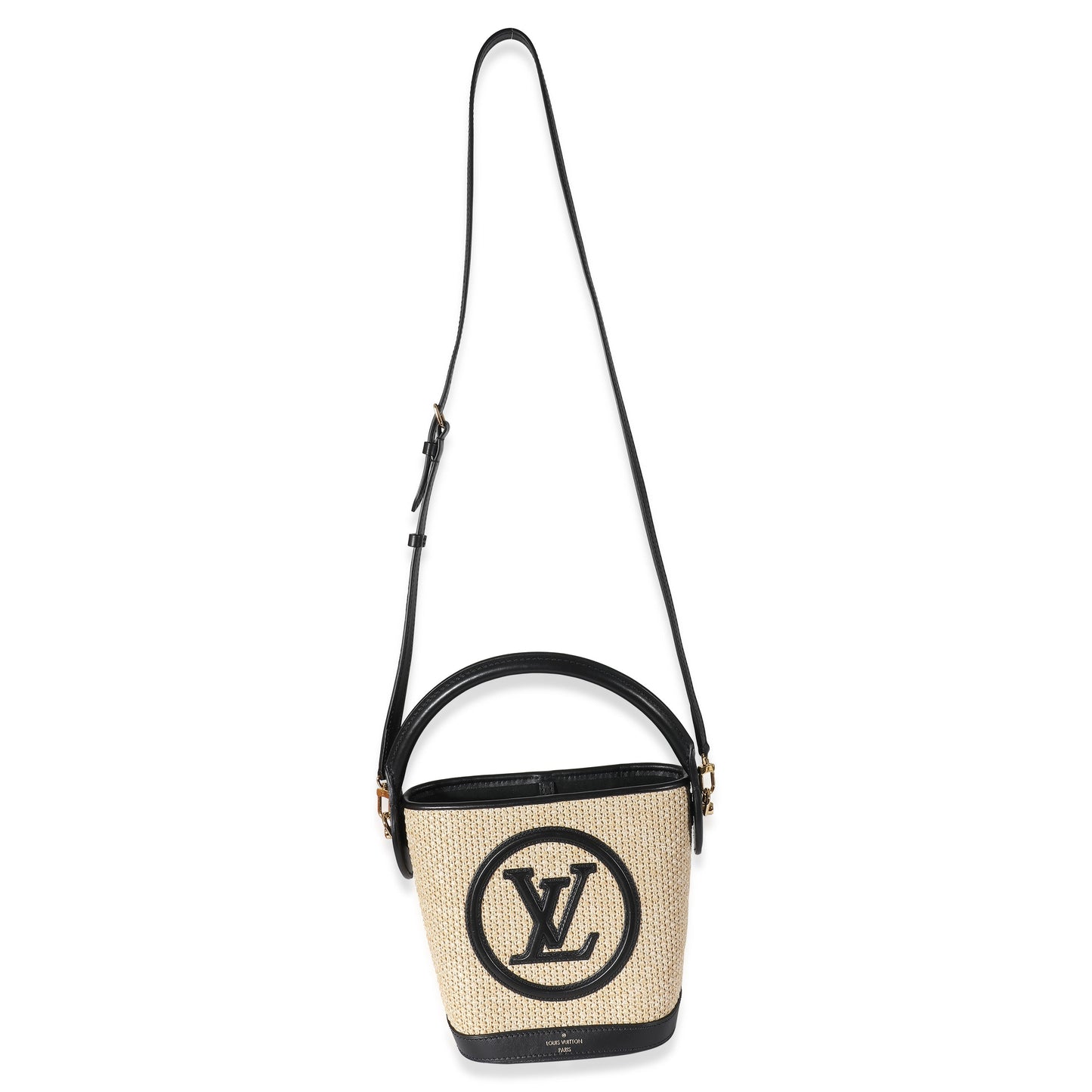 Louis Vuitton Louis Vuitton Black Beige Raffia Petit Bucket Bag