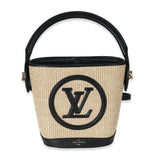 Louis Vuitton Louis Vuitton Black Beige Raffia Petit Bucket Bag