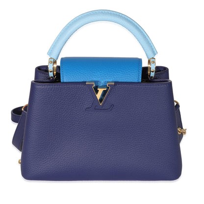 Louis Vuitton Louis Vuitton Taurillon Blue Tan Monogram Flowers Capucines BB
