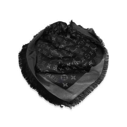 Louis Vuitton Louis Vuitton Black Silk Blend Monogram Shine Shawl