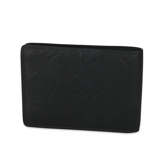 Louis Vuitton Black Monogram Shadow Calfskin Multiple Wallet