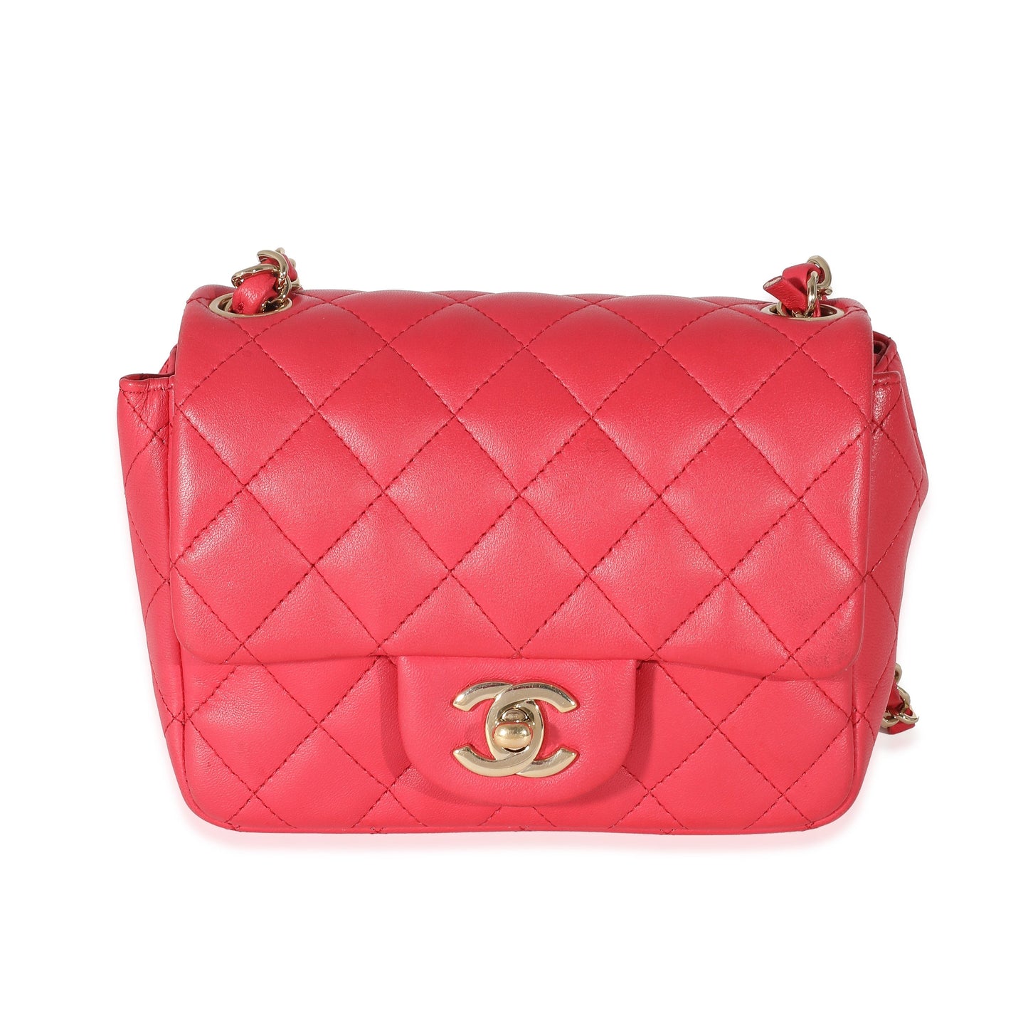 Chanel Dark Pink Quilted Lambskin Mini Square Flap Bag