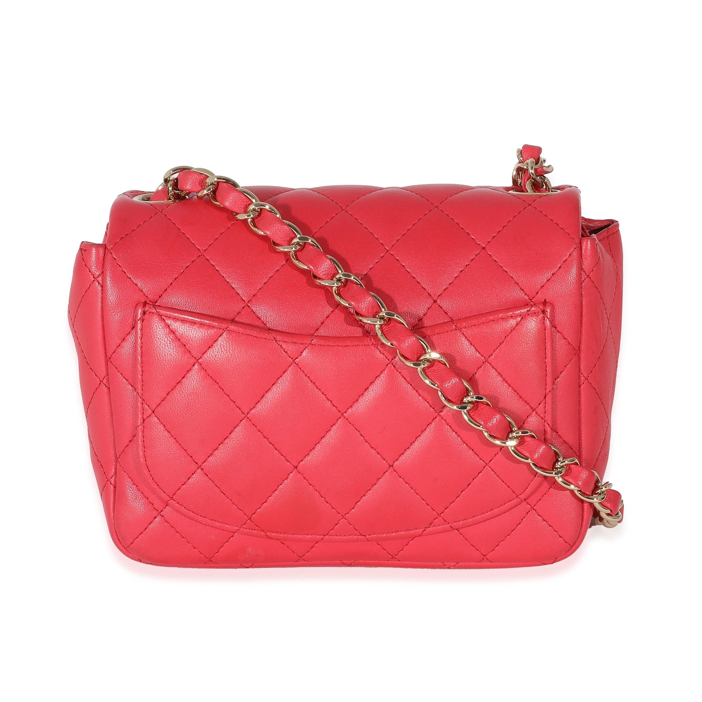 Chanel Dark Pink Quilted Lambskin Mini Square Flap Bag