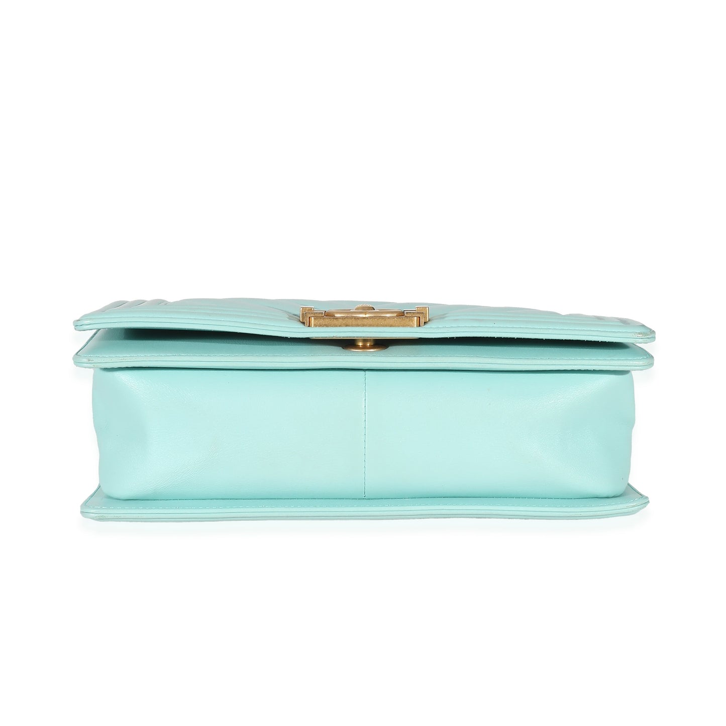 Chanel Light Blue Chevron Lambskin Medium Boy Bag