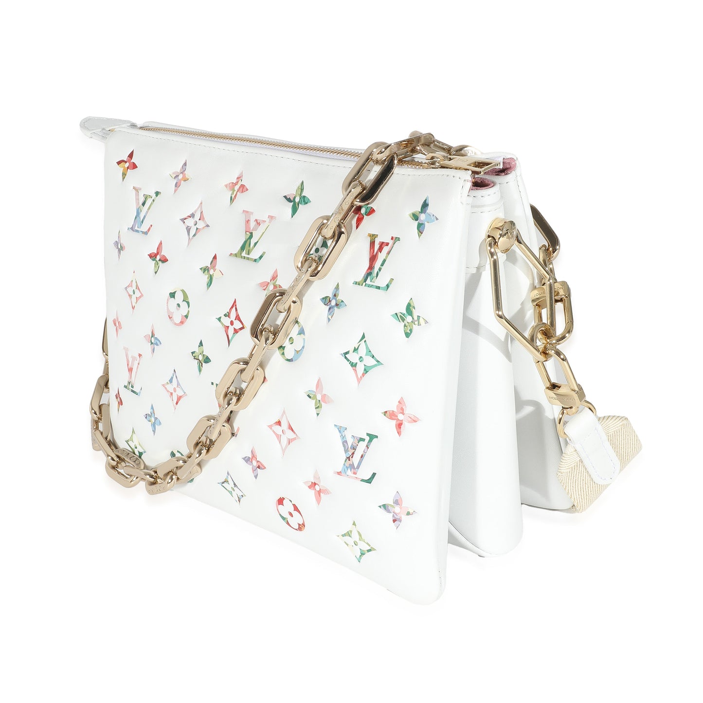 Louis Vuitton Louis Vuitton Cream Monogram Embossed Puffy Lambskin LV Garden Coussin PM