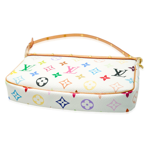 Louis Vuitton Louis Vuitton White Monogram Multicolore Canvas Pochette Accessoires