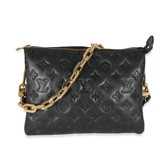Louis Vuitton Louis Vuitton Black Monogram Embossed Puffy Lambskin Coussin PM