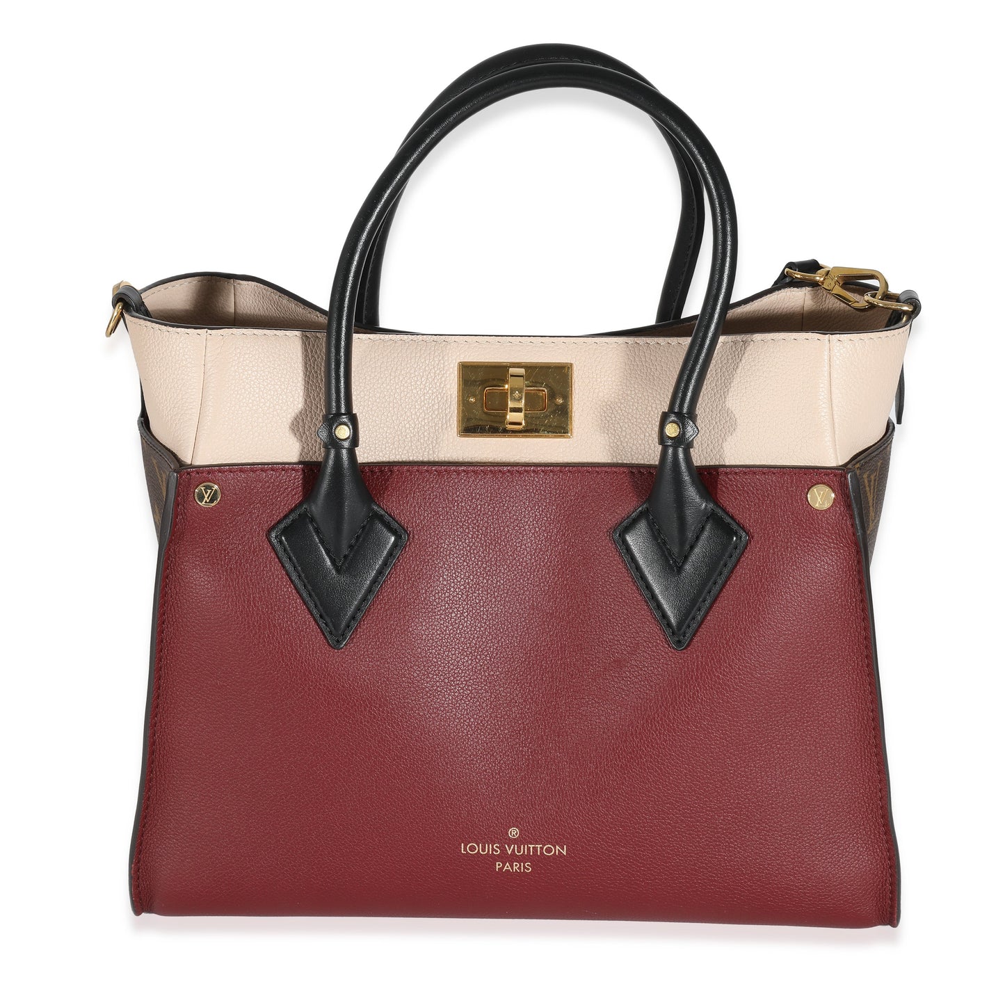 Louis Vuitton Louis Vuitton Bordeaux Calfskin Monogram Canvas On My Side MM