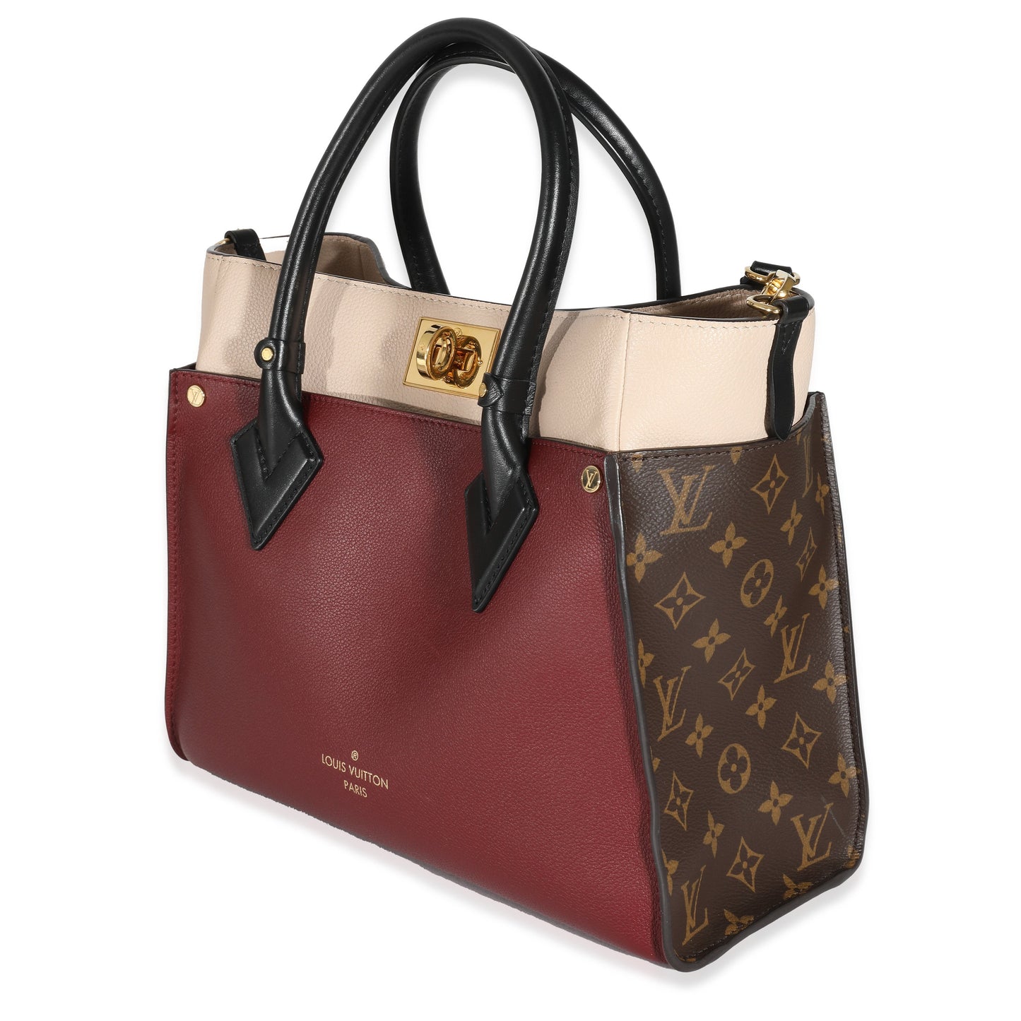 Louis Vuitton Louis Vuitton Bordeaux Calfskin Monogram Canvas On My Side MM