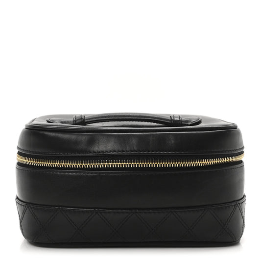 Amelia Lambskin Vanity Cosmetic Case Black