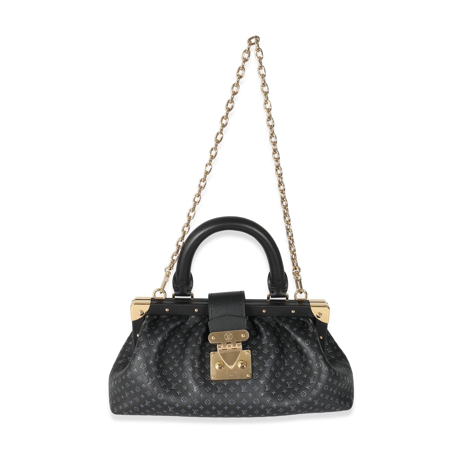 Louis Vuitton Louis Vuitton Black Monogram Embossed Calfskin Nanogram Clutch