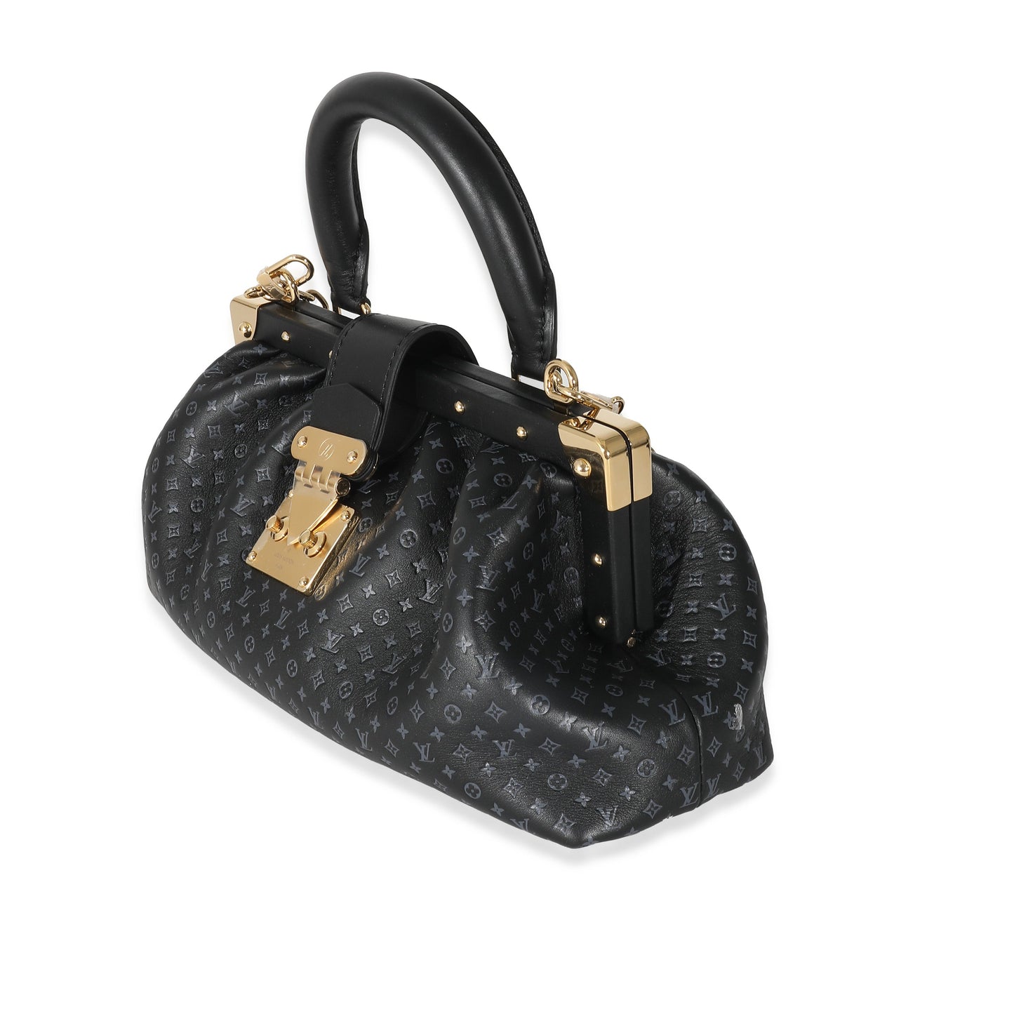 Louis Vuitton Louis Vuitton Black Monogram Embossed Calfskin Nanogram Clutch