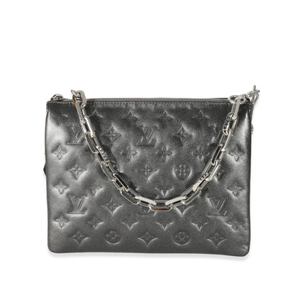 Louis Vuitton Louis Vuitton Anthracite Lambskin Embossed Monogram Coussin PM