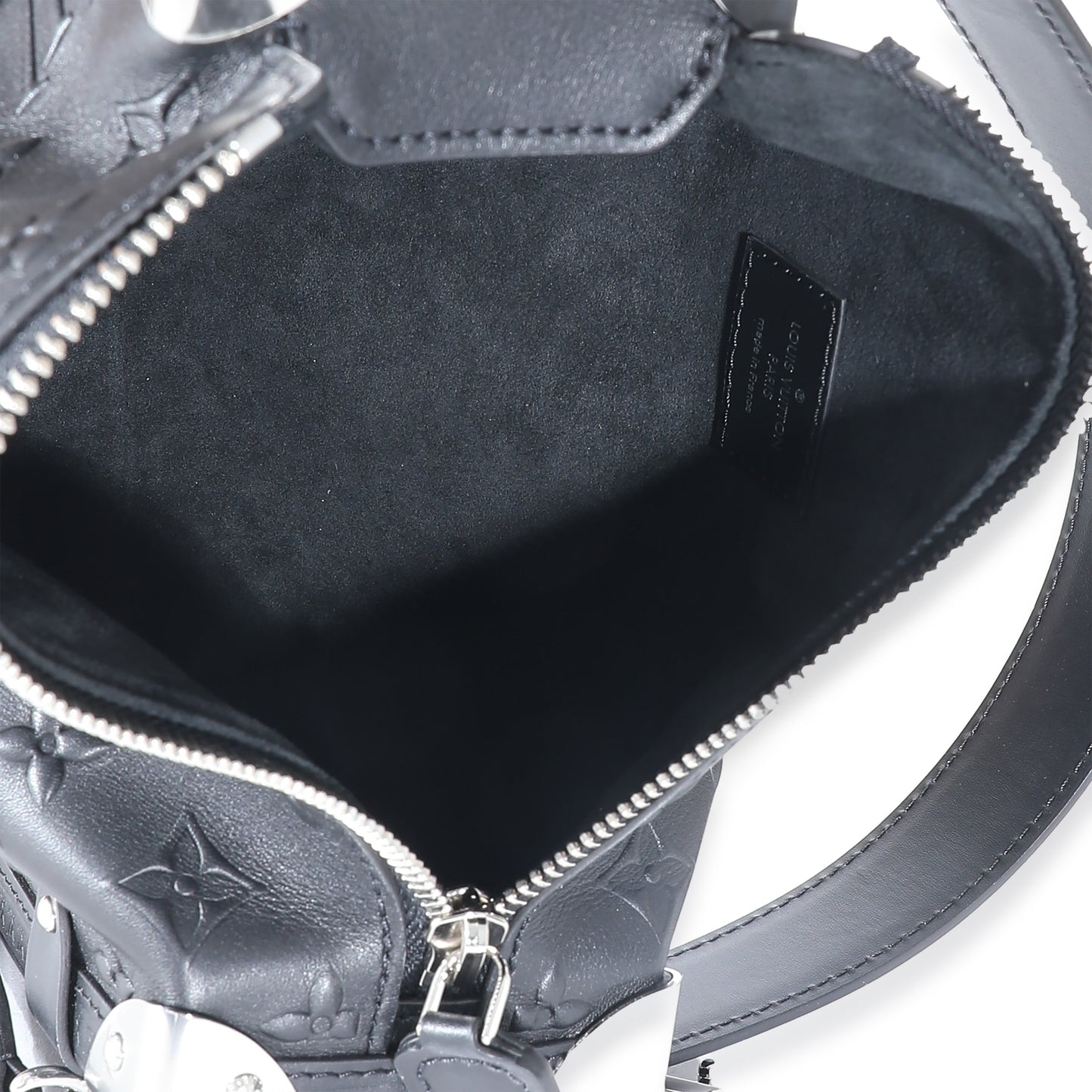 Louis Vuitton Louis Vuitton Black Debossed Monogram Calfskin Side Trunk MM