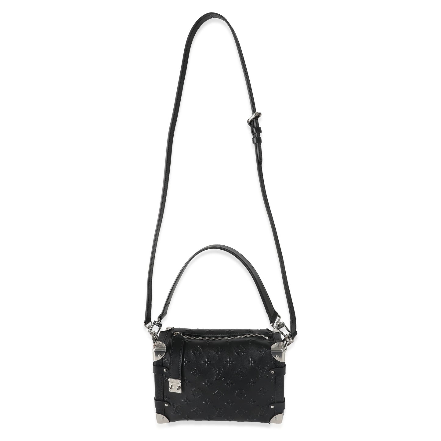Louis Vuitton Louis Vuitton Black Debossed Monogram Calfskin Side Trunk MM