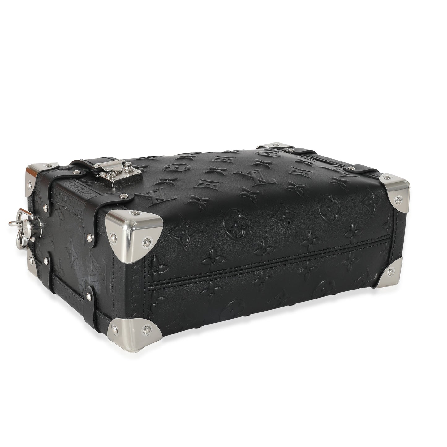Louis Vuitton Louis Vuitton Black Debossed Monogram Calfskin Side Trunk MM