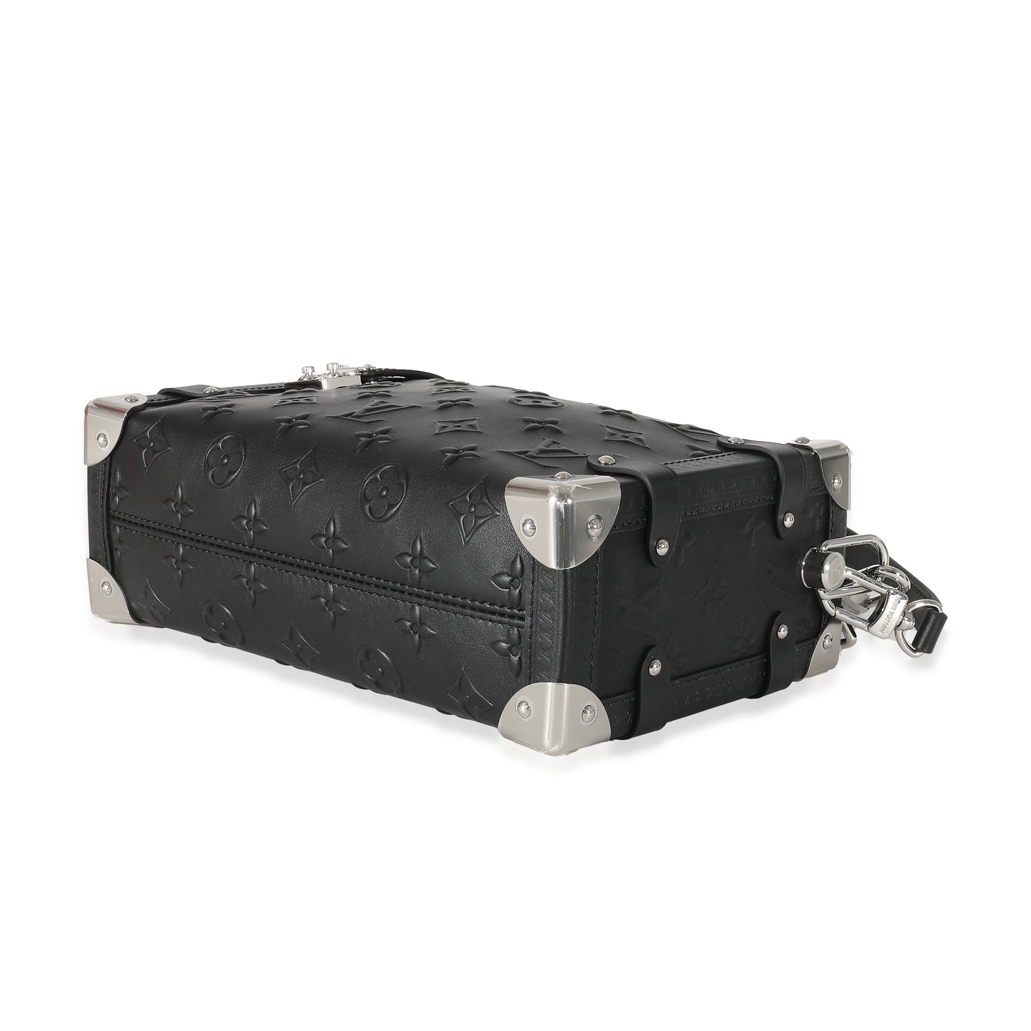 Louis Vuitton Louis Vuitton Black Debossed Monogram Calfskin Side Trunk MM