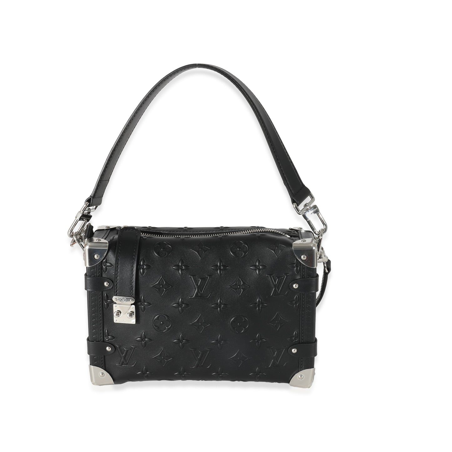 Louis Vuitton Louis Vuitton Black Debossed Monogram Calfskin Side Trunk MM