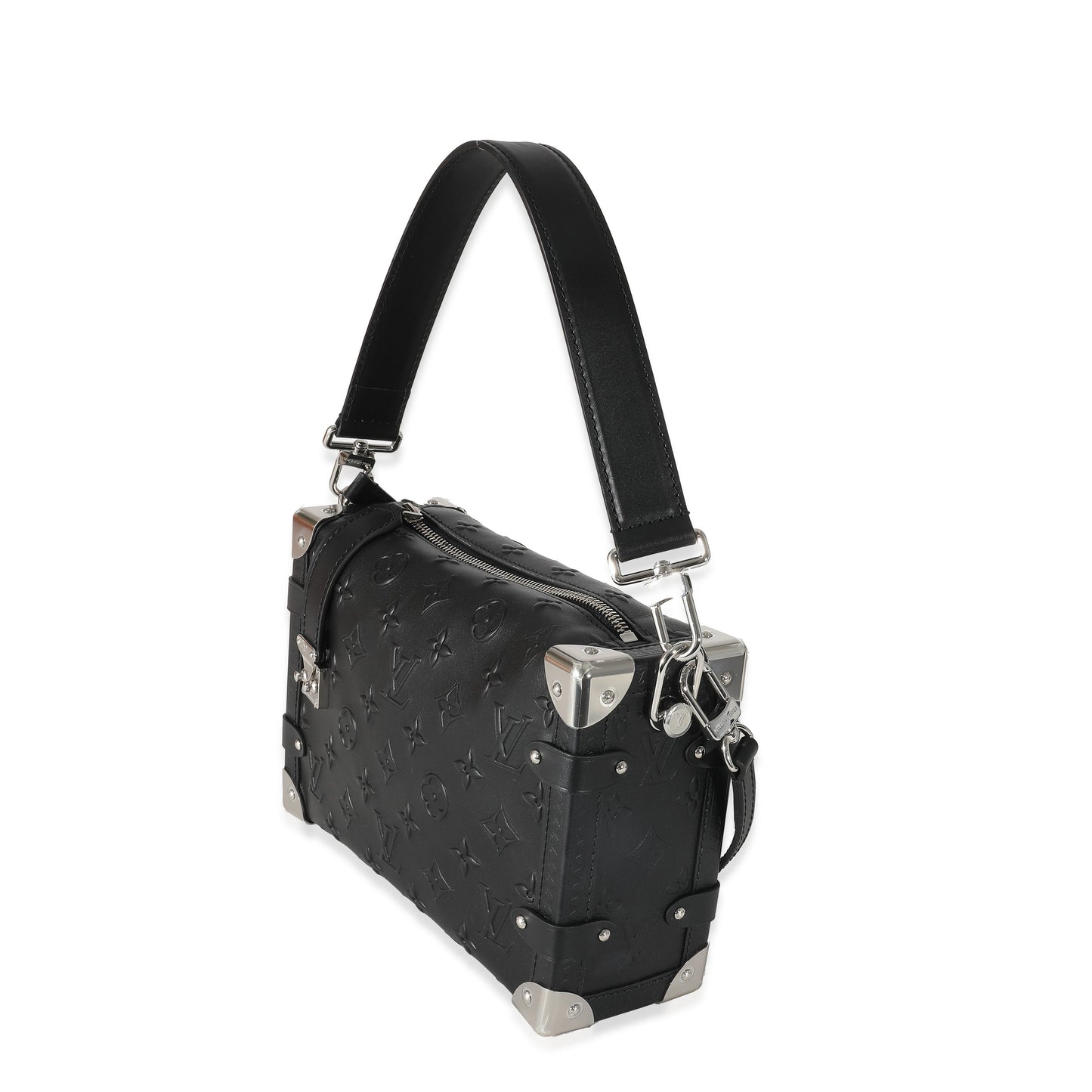 Louis Vuitton Louis Vuitton Black Debossed Monogram Calfskin Side Trunk MM