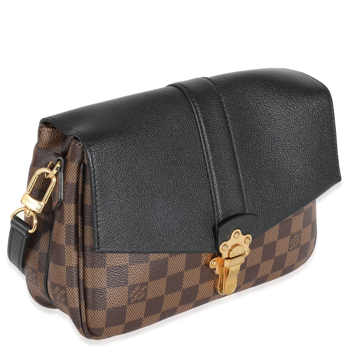 Louis Vuitton Black Leather Damier Ebene Canvas Clapton PM