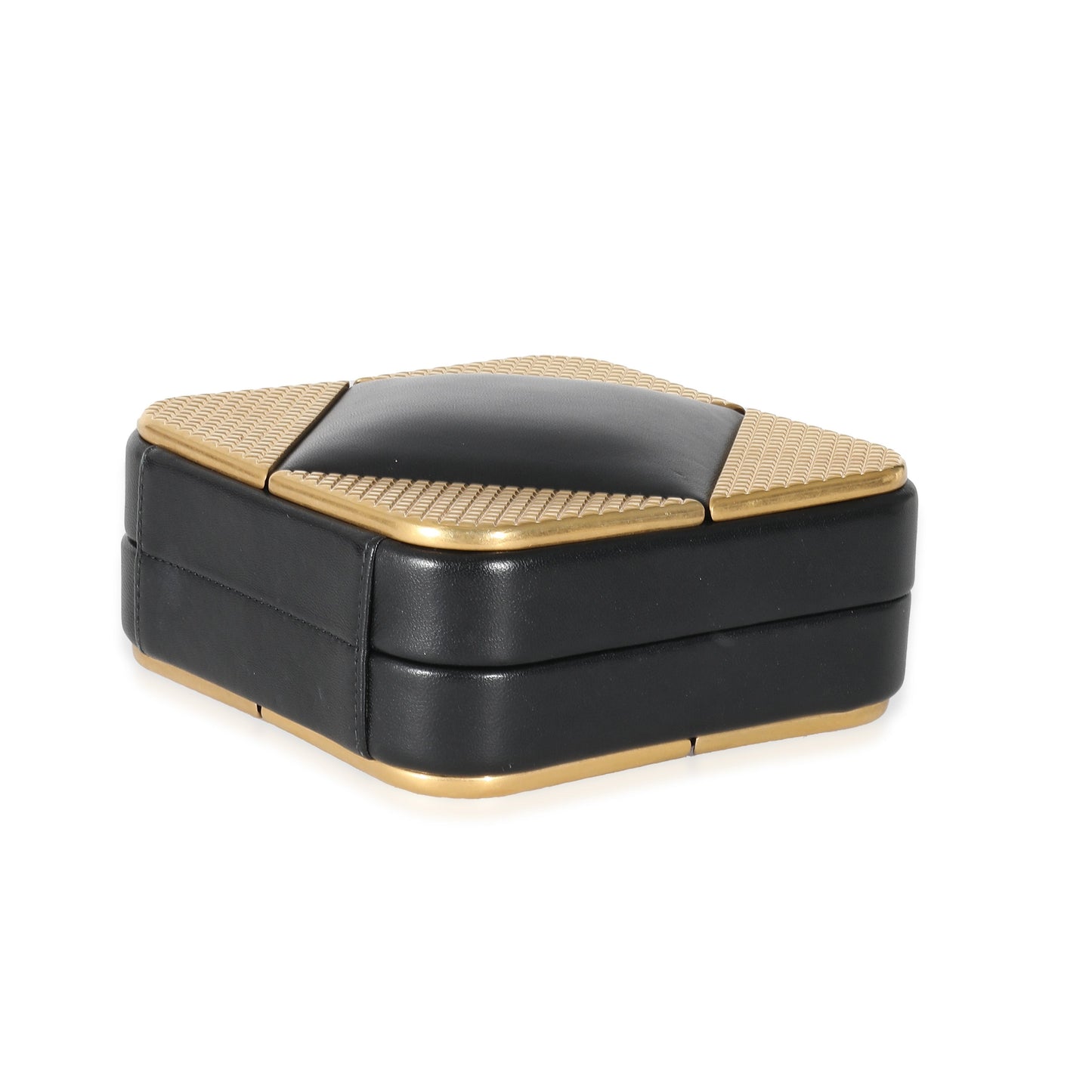 Chanel Black Lambskin Gold Metal Square CC Clutch
