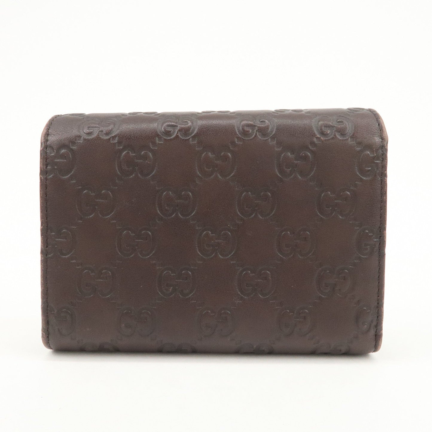 GUCCI Guccissima Leather Tri-Fold Compact Wallet Brown 256935