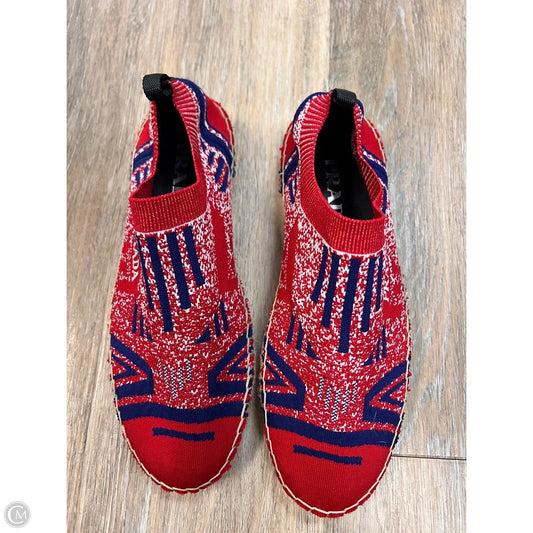 Shoes Luxury Designer By Prada In Blue & Red, Size: 7 (37)